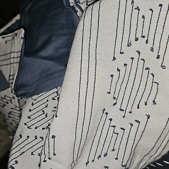 Urban habitat slate blue grey and white clipped geometric king shams - Picture 3 of 4